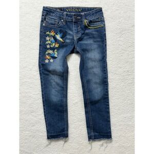 Vigoss The Jagger Ankle‎ Skinny Jeans Size 7 Floral Embroidered Girls Denim